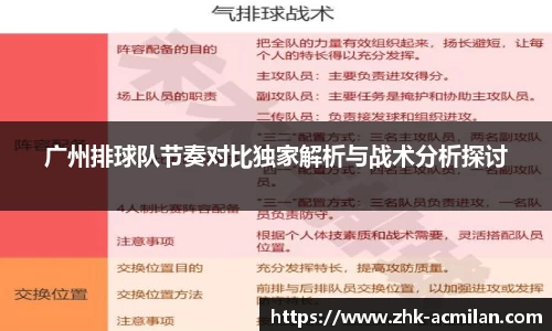 广州排球队节奏对比独家解析与战术分析探讨